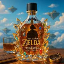 3D Zelda Whiskey Decanter Glass Wine Bottle Set Art Craft Barware Black cap