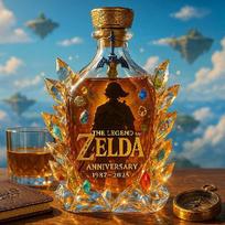 3D Zelda Whiskey Decanter Glass Wine Bottle Set Art Craft Barware crown cap black