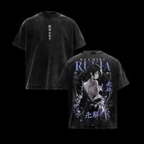 BLEACH Kuchiki Rukia Graphic Tshirt Men Women Clothing Short Sleeve Cotton T-shirts Washed Tee Harajuku Summer Casual T Shirt L black