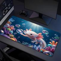 Axolotl Ocean Xl Gaming Mouse Pad Nonslip Rubber Base Stitched Edge Waterproof Desk Mat For Pc Laptop Gamer Office Computer Accessories C92730 30cmx80cm