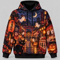 Helovino Hoody 3D Spausdinimas Visame Paviršiuje Poliesterio Megztinis Gotikinis Vaiduoklis Moliūgas Drakonas Katė Ragana Siaubo Streetwear Megztinis Vyrams S black