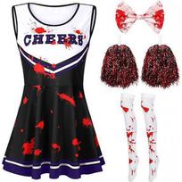 Kids Halloween Party Pirate Cheerleading Dress Girls Performance Costume 100-160cm 160cm black