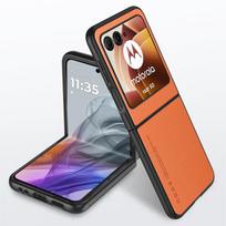 Plain Leather For Motorola Case Razr 50 Ultra Matte Bumper Ultrathin Shockproof Hard Phone Cover For Moto Razr50ultra Camera Protection Shell Orange,Razr 50 Ultra