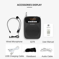 SHIDU 15W įkraunamas nešiojamas Bluetooth balso stiprintuvas mokytojui, su laidiniu mikrofonu, FM radiju, AUX, garso įrašymo garsiakalbiu S278 S611 Wired microphone
