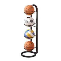 Krepšinio kamuoliukų laikymo stovas Vertikalus kamuoliukų stovas Kamuoliukų laikiklis Organizatorius Vietą taupantis stendas tinklinio futbolo futbolui 4-Layers juoda