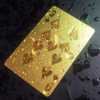 Luxury Poker Cards Fake Gold Foil Playing Cards Plastic Poker Cards (Euro & Wood Box) brown