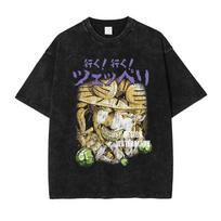 Vintažiniai plauti Zeppeli Gyro marškinėliai JOJO Plieninio kamuolio bėgimas Marškinėlis Oversize Manga JOJO DIO Jotaro Jolyne Jean Pierre Viršutiniai drabužiai Marškinėliai Vyrams XL beige