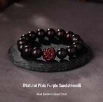 Men's Red Sandalwood Pixiu Beaded Buddhist Bracelet Gift black
