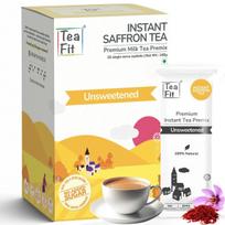 TeaFit Premium NO SUGAR Instant Saffron Tea Premix | Pack of 10 Sachets (140gm) | Real Milk & Saffron | Home Style Kesar Chai | Milk Tea Premix | gray