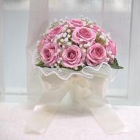 Rožių ir gipsofilų puokštė - Šilkinės gėlės vestuvėms, fotografijai, Kalėdoms ir Valentino dienos dovanoms pink
