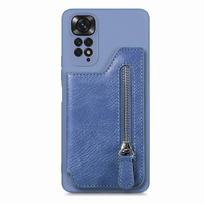 Kortelių laikiklis Odinė Piniginė su Užtrauktuku Magnetinis Dėklas Skirtas XiaoMi Redmi Note 14 13 12 11 11S 13C 10C X4 Pro 5G POCO X6 X3 NFC Maišelio Dangtelis For POCO X5 5G mėlyna