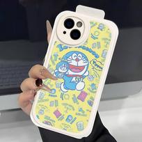 Animacinis D-Doraemonas Telefono dėklas IPhone 11 12 13 14 15 16 Pro Max Mini Plus Minkštas odinis dėklas iPhone 16pro max white