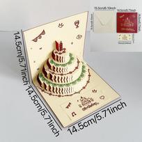 Cartoon Butterfly 3D Pop-Up Birthday Card with Cake and Envelope white
