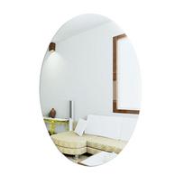 slivery Oval Vanity Mirror Lightweight Self-Adhesive Mirror Stickers  Makeup Application white