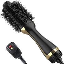Professional Hot Air Straightening Salon Hair Dryer Brush 4-in-1 One-Step and Styler Volumizer with Anti-Ion Blowout Black Pink black