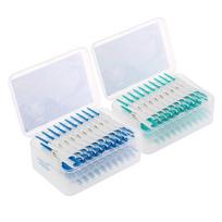 400PCS Interdental Brushes Double-ended Silicone Toothpick Dual-ended Dental Floss Pick with Silicone Bristles Disposable Dental Brushes Between Teeth white
