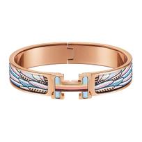HERMES Clic H Enamel Bangles Women's H701312FOC4 PM rožinio aukso spalvos