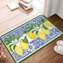 Summer Lemon Fruit Ceramic Tile Kitchen Mat Decor Carpet for Living Room Corridor Balcony Rug Bathroom Anti-slip Floor Mat Decor 40x60cm 16x24inch gray