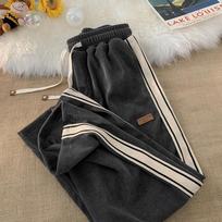 Autumn and Winter Baggy Striped Corduroy Sweatpants Men's  Casual High Street Harem Trousers Gym Y2K Vintage Pantalones S gray