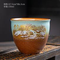 Kinų keramikinė arbatos tureen, Kungfu arbatos puodelis, Arbatos gaminimo prietaisas, Senovės keramika, Arbatos reikmenys, Vintažinis malkomis degintas Sancai Gaiwan AS SHOW