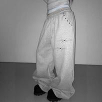 Women Korean Streetwear Wide Leg Sweatpants Baggy Oversized Rivet Pants Harajuku Grunge Joggers Trousers Acubi 2000s Clothes S gray