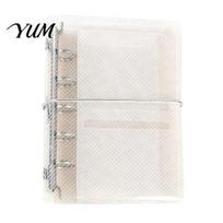 6-Rings Trifold Binder A6 A7 M5 Binder, 5/6-Rings Transparent Refillable Loose Leaf Folder, Planner Budget Notebook Cover for School, Office, Meeting S white