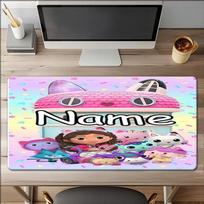 Custom Name Gabbys Dollhouse Theme Mouse Pad Non Slip Rubber Base Multifunctional Office Home Decor Perfect For Workspace Personalization 30cmx80cm