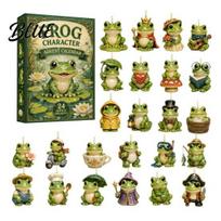 Acrylic Hanging Decorations Frog Advent Calendar 2026, 24 Days Christmas Countdown with Pcs 2D Gift for Kids Ornaments, Cute Pendants Holiday Parties, B