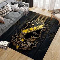 Custom Name AIK Flannel Pattern Square Carpet,Area Rug,Carpet Rug for Living Room Bedroom Sofa Playroom Decor,Non-slip Floor Mat 40x60cm( 15x23in ) gray