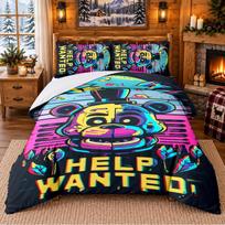 Five Nights at Freddy’s Pattern Bedding 3Pcs Set Bed Sheet And Pillowcases For Indoor Bedroom 135cmx200cm blue