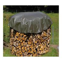 Round protective tarpaulin for wood, olive, diameter