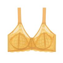 Moteriški plius dydžio liemenėlės, reguliuojamos liemenėlės didelėms krūtims, plonos su atminties viela, seksuali nėriniuota apatinė. 46/105D geltona