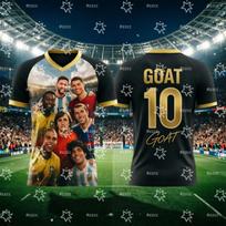 2026 Pele,Maradona,Messi Football Jersey GOAT Match & Training Kit Summer Sports T-Shirt Children's Clothing Tee Y2k 6XL brown