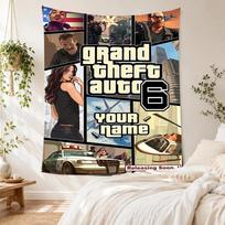 Grand Theft Auto Customize Text Tapestry Decorative Wall Tapestry Ultra-Soft Suitable for Picnics Ideal for All Seasons Gifts For Family Or Friends 180cmx230cm