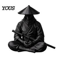 Samurai Warrior Statue Japanese Statue, 3D Printed Ninjas Figurine, Sit in Meditation Style Craft Sculpture for Home Tea Room Zen Decoration, juoda