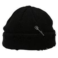 Hip Hop Casual Female Bonnet With Pins Winter O-Ring Knitted Hat Solid Color Beanie Hat Warm Cap juoda