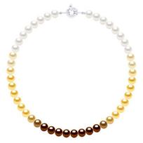 Necklace - PEARLS & COLORS - Pearls & Colors - 8-9 mm Freshwater Pearls - 925 Sterling Silver - Gradient Color 42 cm