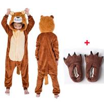 Berniukai Merginos Vienaragis Pižama Flanelinė Licorne Onesie Animaciniai rūbai miegui pižamos Vaikai Vaikiški Kigurumi Pižama pabėgiai su batais 7t brown