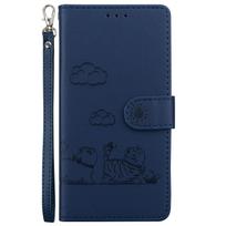 Mielas katės RFID BLOKAVIMAS odinis dėklas, skirtas LG V40 ThinQ/Stylo5/Stylo6/Stylo7/LG Velvet piniginės kortelių lizdo dangtelis, skirtas LG K42/K61/K40S/K50/Q60 dėklui LG K41S/K51S mėlyna