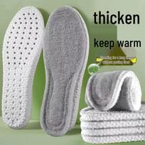 Odor-proof fleece-lined insoles for men and women, winter style, thickened lamb wool, sweat-absorbing and warm. 45-46 gray