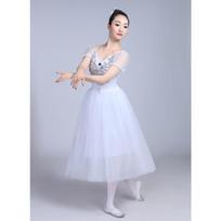 Ilga romantiška baleto suknelė mėlyna baleto suknelė pasirodymui Swan Lake balerina moterys fėjos kostiumas XS balta