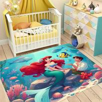 3D Spausdinimo Undinėlė Arielė Princesė Animacinis Kilimas!Svetainės lovos kilimėlis, neslystantis patvarus kilimas, modernaus paprasto stiliaus, puiki dovana 100x120cm (39x47in)