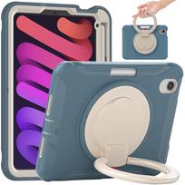 Hybrid Case for IPad Mini 7 A17 Pro 2024 Mini 7 2021 8.3 Inch Model A2993 A2995 A2996 A2567 A2568 A2569 360 Rotating Stand Cover iPad Mini 6 2021 rugiagėlių mėlyna spalva
