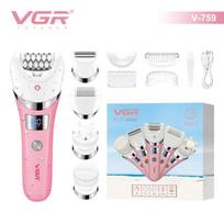 VGR V-759 5-in-1 daugiafunkcinis plaukų kirpimo rinkinys Giliai valantis kūno plaukų šalinimo įrenginys Plaukų šalinimo įrenginys su LED išmaniuoju skaitmeniniu ekranu rožinė