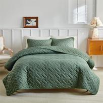 Dvipusis skalbtas medvilninis dygsniuotas pledas 264x229 - Europos ir Amerikos vasarinis pledų komplektas, vientisos spalvos, trijų dalių 264*229 Set (Pillowcase 51*66)
