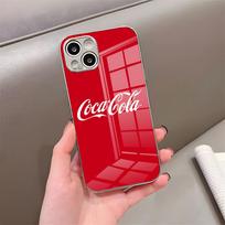 Hot C-Coca Cola Phone Case For IPhone 17 Pro Max 15 Pro 16 14 Plus 12 13 Mini 11 Pro Shockproof Electroplated Glass Cover iPhone 12 Pro Max red