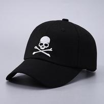 Cool Men Women Summer Skull Embroidery Sunshade Cotton Baseball Cap Outdoor Sport Sunscreen Punk Hip Hop Urban Street Style Adjustable Hat Adjustable black