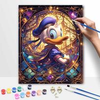 Disney Stained Glass Donald Paint By Number Kit Drawing Canvas DIY Picture Home Decor Painting Wall Art Acrylic Craft Gift Decoration 30x40cm brown