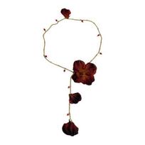 Red Rose Chain Choker Flower Choker Slim Chain brown
