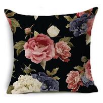 Juodo Rožės Pagalvės Užvalkalas, Namų Sofos Pagalvės Užvalkalas, Biuro Sėdynės Pagalvės Užvalkalas, Namų Dekoras Linen 60*60(CM)-1Pcs